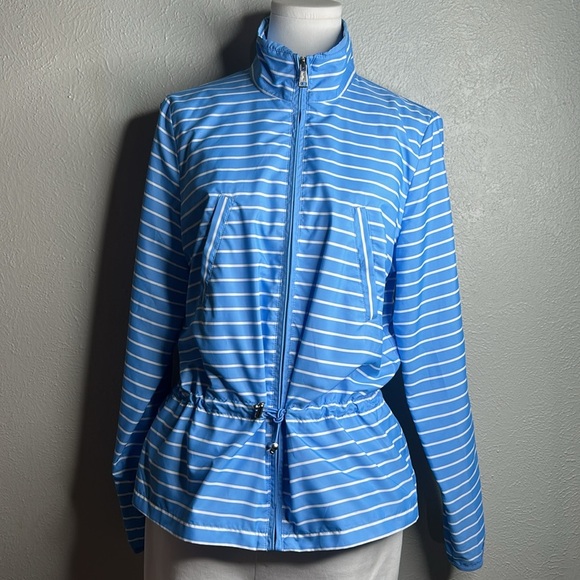 Ralph Lauren Active Sky Blue Striped Lightweight Windbreaker Zip Front Jacket M - Picture 8 of 16